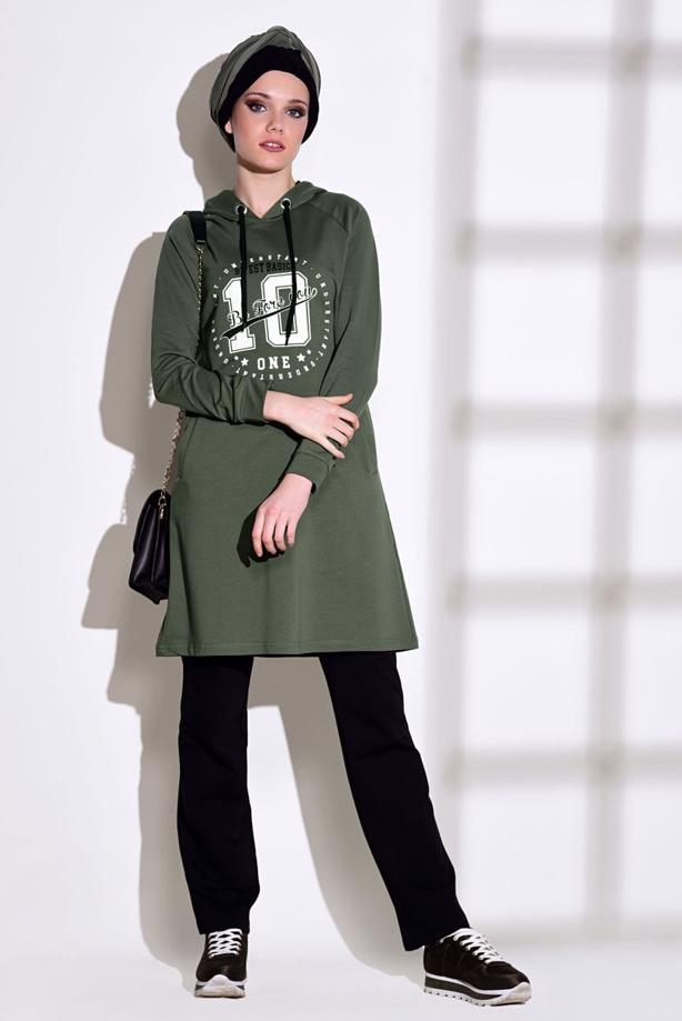 Tesettür giyim  BASKILI CEP DETAYLI EŞOFMAN TAKIMI 0708  - TRENDTESETTÜR