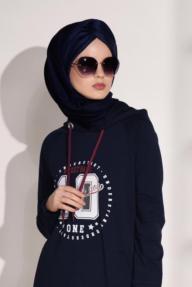 Tesettür giyim  BASKILI CEP DETAYLI EŞOFMAN TAKIMI 0708  - TRENDTESETTÜR