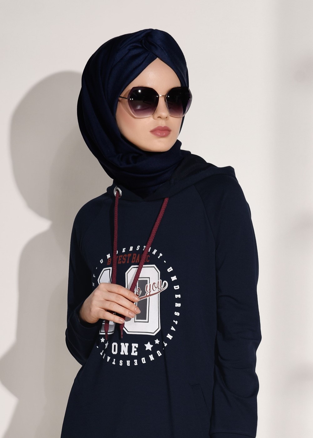 Tesettür giyim LACİVERT BASKILI CEP DETAYLI EŞOFMAN TAKIMI 0708 