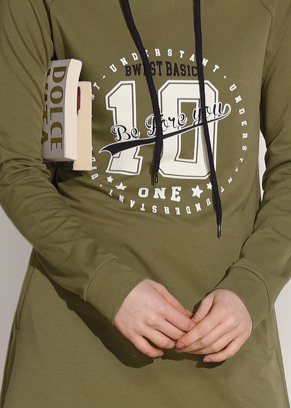 Vêtements hijab VERT SURVÊTEMENT DÉTAILLÉ AVEC POCHES IMPRIMÉES 0708