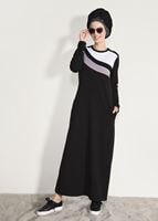 Hijab clothing BLACK STRIPED TRACKSUIT DRESS 0918 
