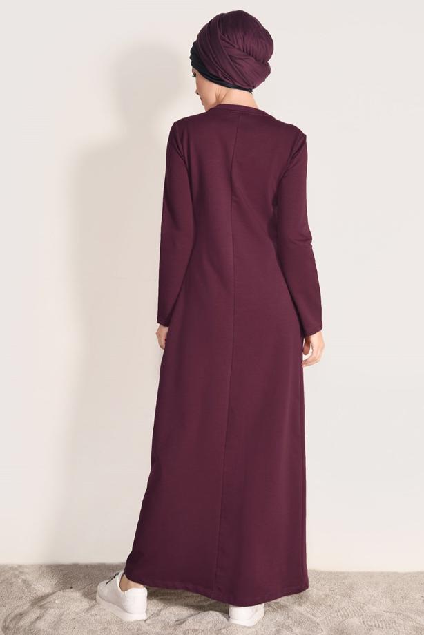Hijab clothing CLARET RED STRIPED TRACKSUIT DRESS 0918  - TRENDTESETTÜR