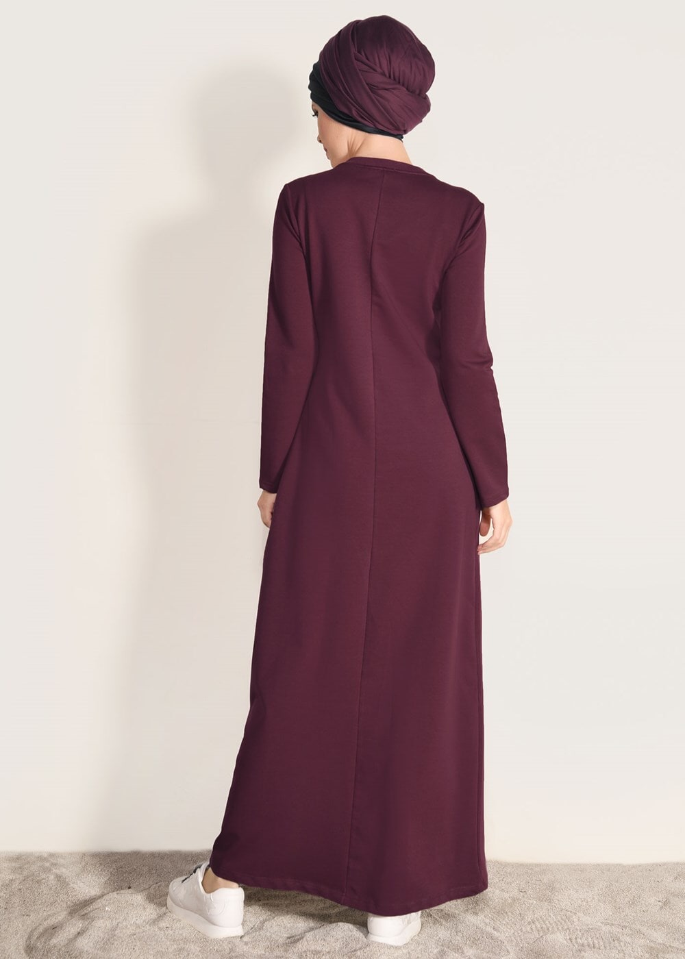 Hijab clothing CLARET RED STRIPED TRACKSUIT DRESS 0918 