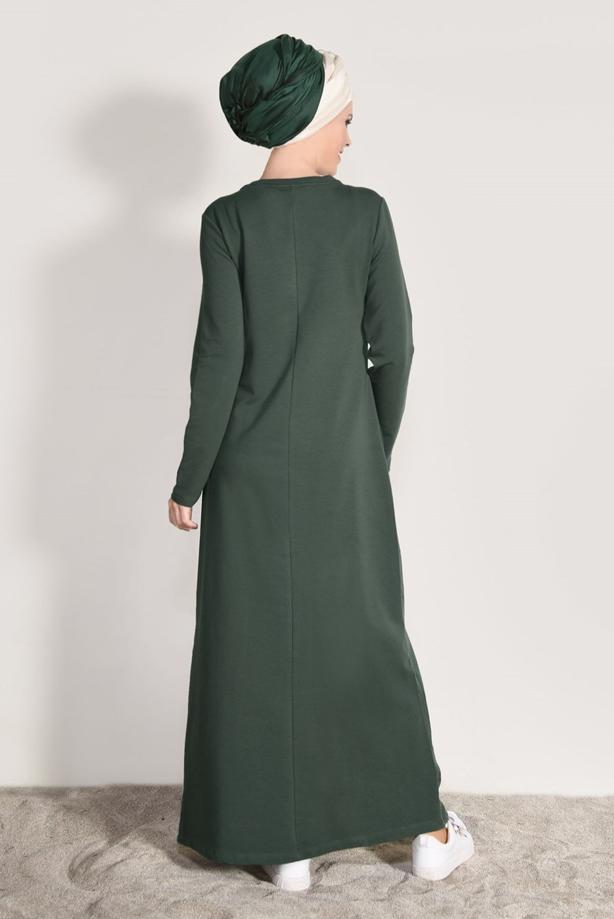 Hijab clothing KHAKI STRIPED TRACKSUIT DRESS 0918  - TRENDTESETTÜR