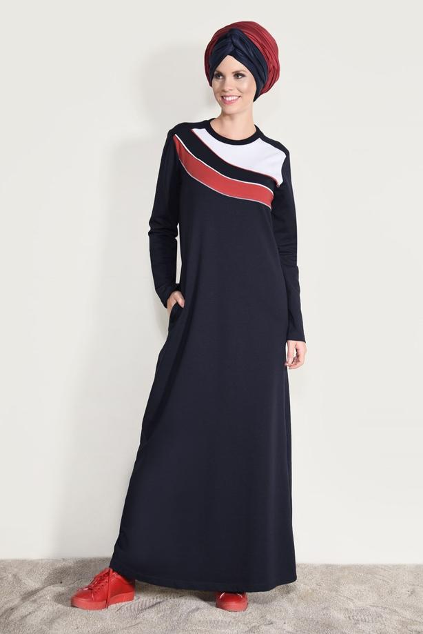 Vêtements hijab  STRIPED TRACKSUIT DRESS 0918  - TRENDTESETTÜR