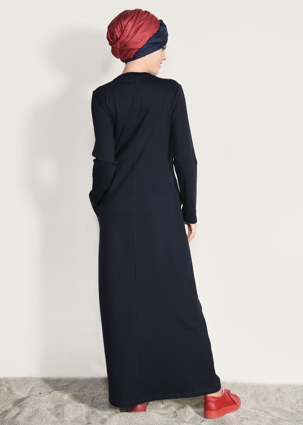 Hijab clothing NAVY BLUE STRIPED TRACKSUIT DRESS 0918 