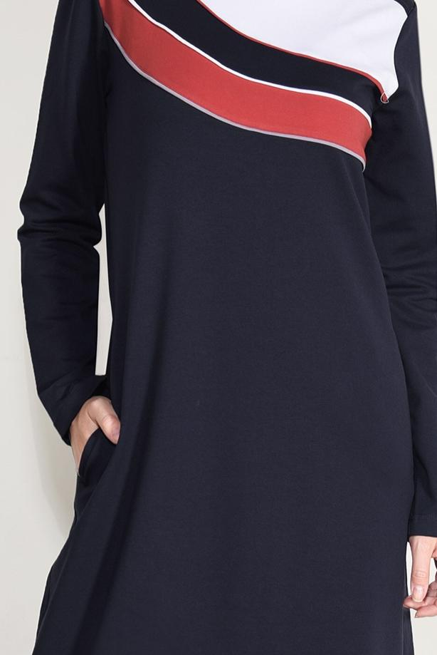 Vêtements hijab  STRIPED TRACKSUIT DRESS 0918  - TRENDTESETTÜR