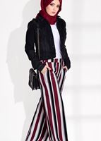 Hijab clothing CLARET RED STRIPED PANTS T 962 