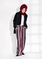 Hijab clothing CLARET RED STRIPED PANTS T 962 