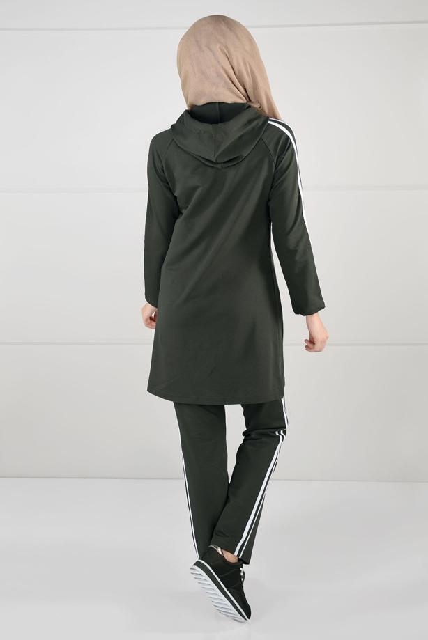 Hijab clothing KHAKI Side Stripe Detailed Tracksuit Pants T 1500  - TRENDTESETTÜR