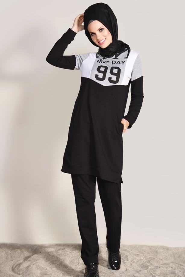Vêtements hijab  POCKET DETAIL TRACKSUIT SET 1918  - TRENDTESETTÜR