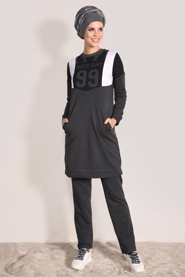 Vêtements hijab  POCKET DETAIL TRACKSUIT SET 1918  - TRENDTESETTÜR