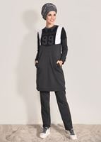 Vêtements hijab GRIS ENSEMBLE SURVÊTEMENT DÉTAIL POCHE 1918