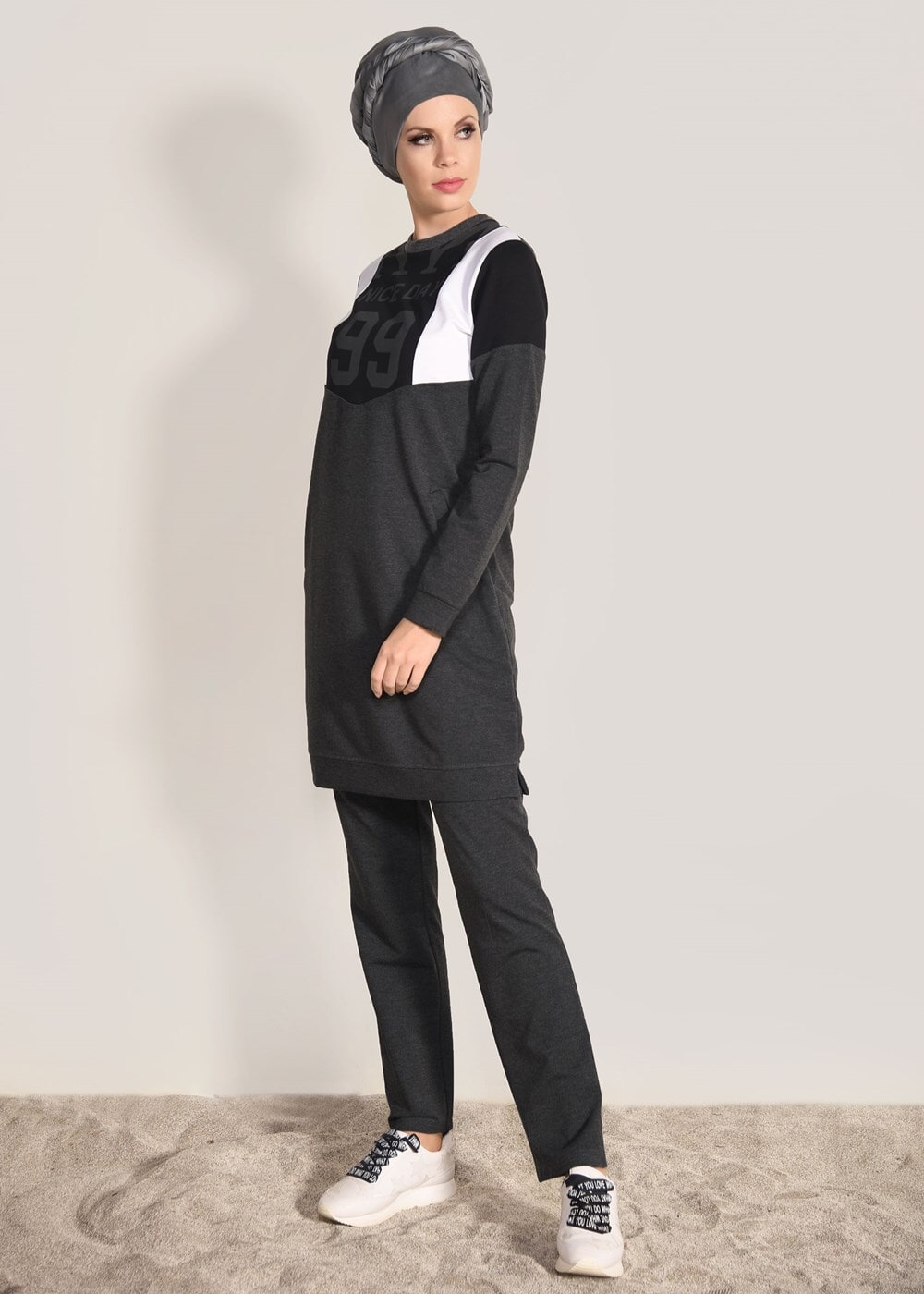 Vêtements hijab GRIS ENSEMBLE SURVÊTEMENT DÉTAIL POCHE 1918