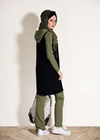 Tesettür giyim YEŞİL KAPÜŞONLU CEP DETAYLI EŞOFMAN TAKIM 3518 