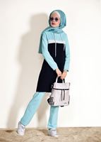 Tesettür giyim LACİVERT KAPÜŞONLU CEP DETAYLI EŞOFMAN TAKIM 3518 