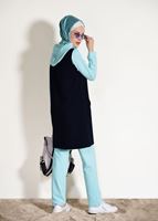 Tesettür giyim LACİVERT KAPÜŞONLU CEP DETAYLI EŞOFMAN TAKIM 3518 