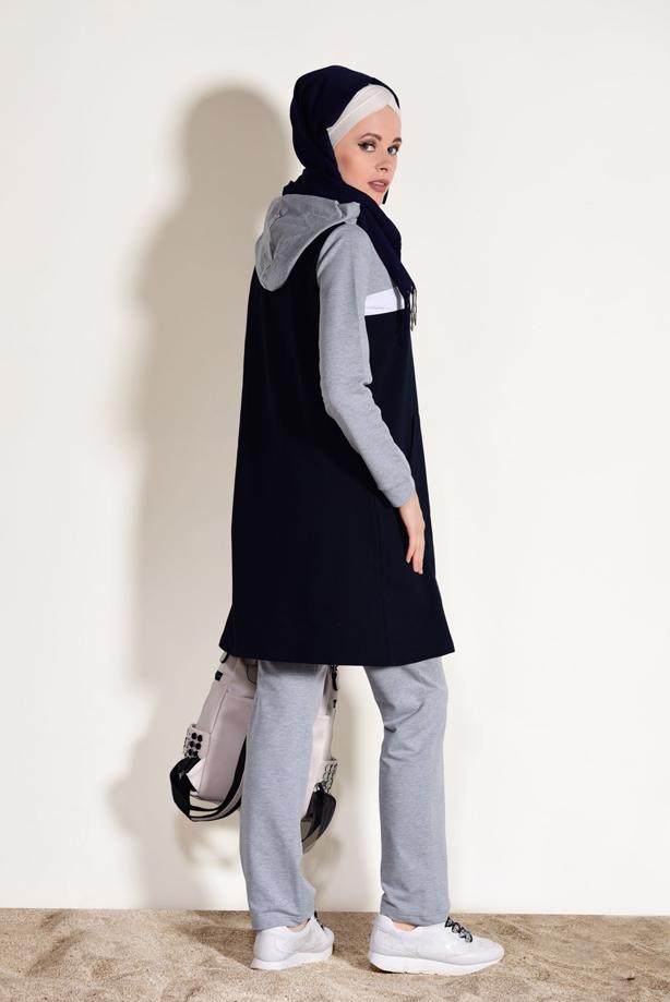 Vêtements hijab  HOODED POCKET DETAIL TRACKSUIT SET 3518  - TRENDTESETTÜR