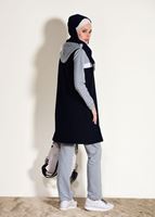 Vêtements hijab BLEU MARINE SURVÊTEMENT DÉTAILLÉ AVEC POCHE À CAPUCHE 3518