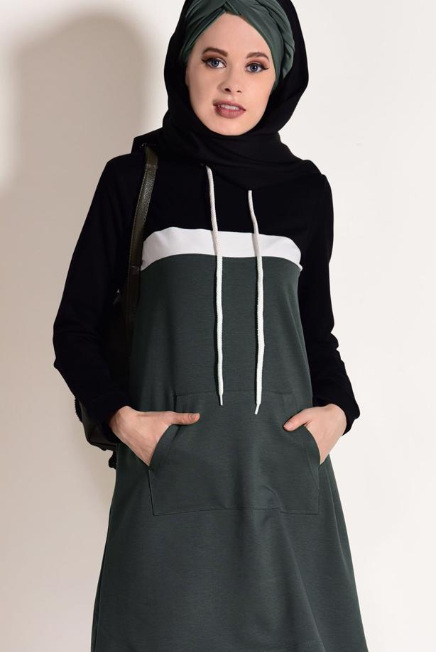 Vêtements hijab  HOODED POCKET DETAIL TRACKSUIT SET 3518  - TRENDTESETTÜR