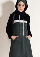 Tesettür giyim HAKİ KAPÜŞONLU CEP DETAYLI EŞOFMAN TAKIM 3518 