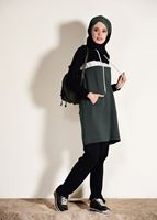 Tesettür giyim HAKİ KAPÜŞONLU CEP DETAYLI EŞOFMAN TAKIM 3518 