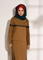 Vêtements hijab ORANGE SURVÊTEMENT JUPE DÉTAILLÉE À BANDES 3708