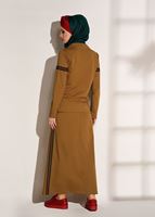 Vêtements hijab ORANGE SURVÊTEMENT JUPE DÉTAILLÉE À BANDES 3708