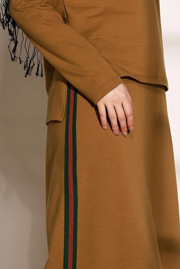 Vêtements hijab  STRIPED SKIRTED TRACKSUIT SET 3708  - TRENDTESETTÜR