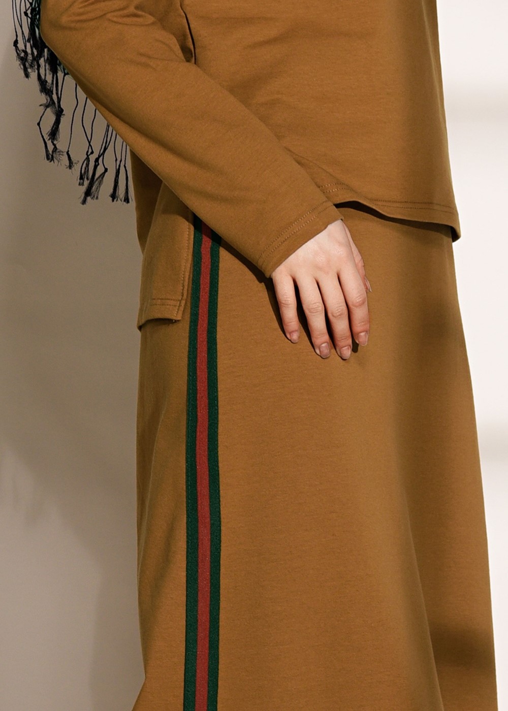 Vêtements hijab ORANGE SURVÊTEMENT JUPE DÉTAILLÉE À BANDES 3708