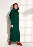 Tesettür giyim YEŞİL ŞERİT DETAYLI ETEKLİ EŞOFMAN TAKIMI 3708 