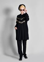 Tesettür giyim SİYAH KAPÜŞONLU ÇİZGİ DETAYLI EŞOFMAN TAKIMI 4618