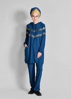 Tesettür giyim LACİVERT KAPÜŞONLU ÇİZGİ DETAYLI EŞOFMAN TAKIMI 4618