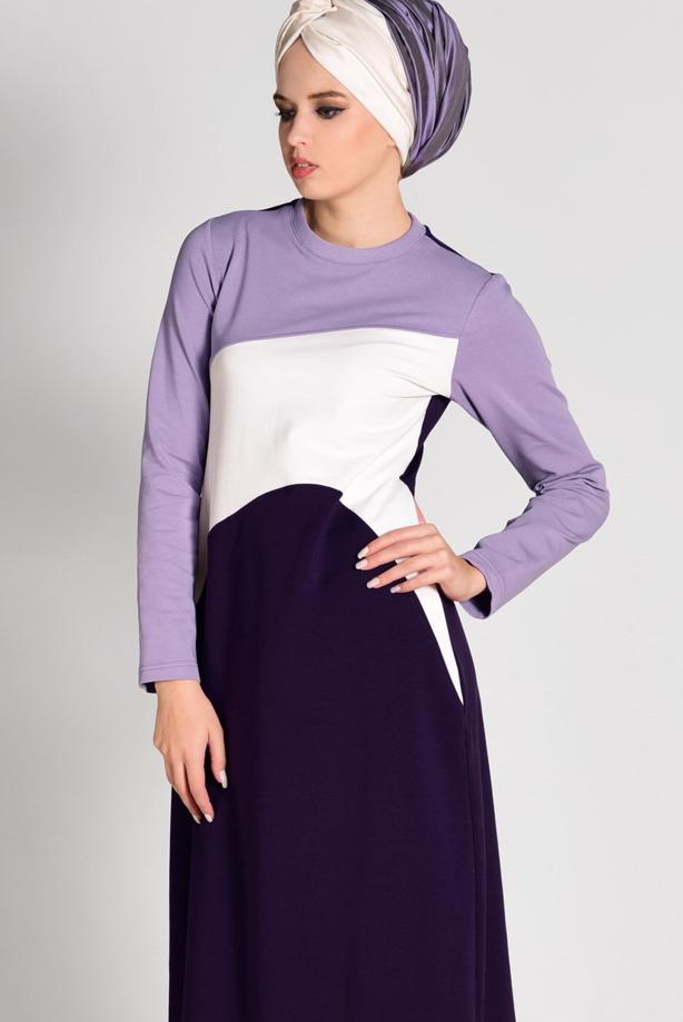 Hijab clothing PURPLE Sport Cut Tracksuit Dress T 5128 - TRENDTESETTÜR