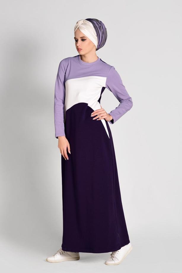 Hijab clothing PURPLE Sport Cut Tracksuit Dress T 5128 - TRENDTESETTÜR