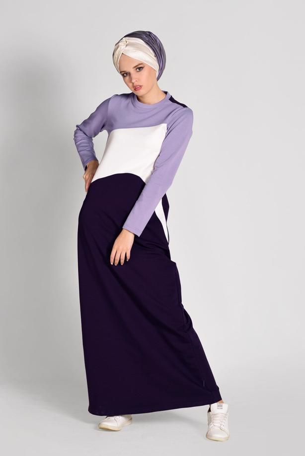 Hijab clothing PURPLE Sport Cut Tracksuit Dress T 5128 - TRENDTESETTÜR