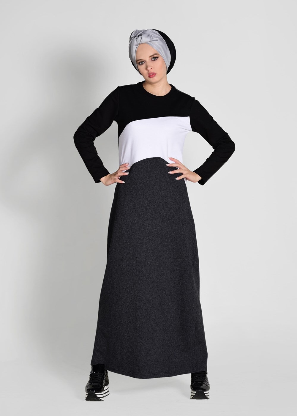 Vêtements hijab GRIS Robe Survêtement T 5128 