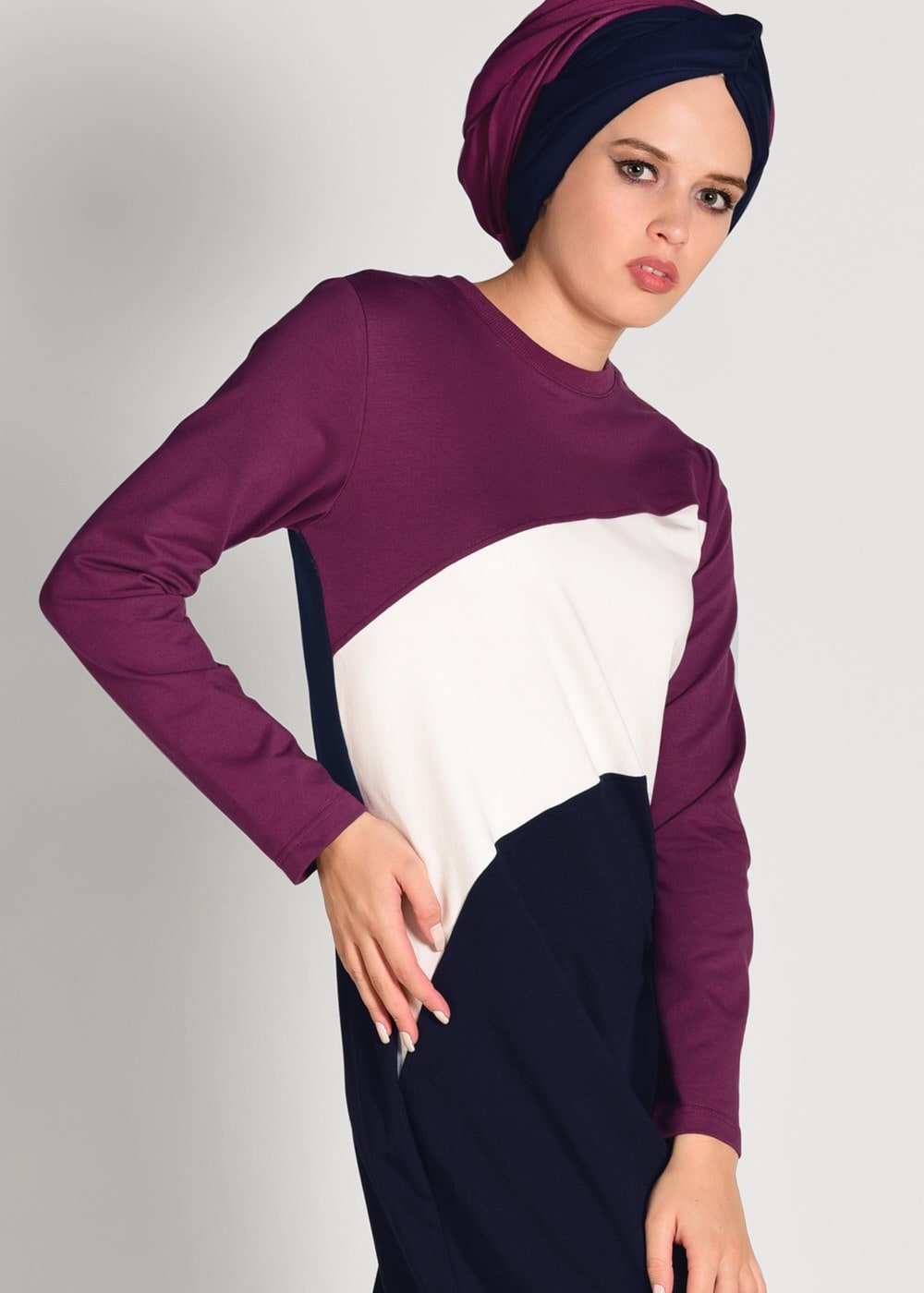 Vêtements hijab BLEU MARINE Robe Survêtement T 5128 