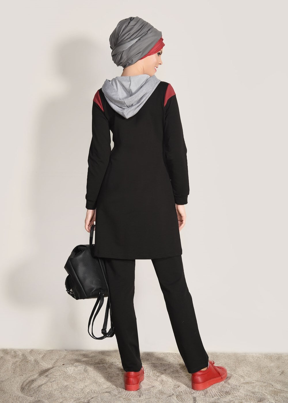 Vêtements hijab NOIR SURVÊTEMENT ZIPPÉ 2 PIÈCES T 6918 