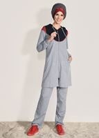 Hijab clothing GREY 2-PIECE ZIPPED TRACKSUIT T 6918