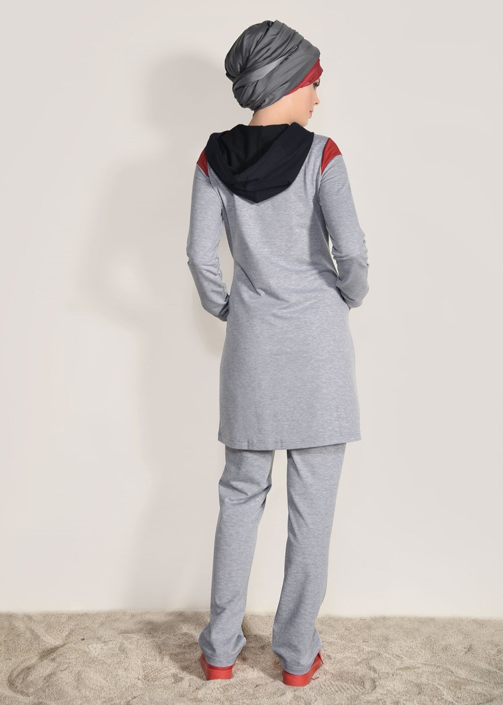 Hijab clothing GREY 2-PIECE ZIPPED TRACKSUIT T 6918