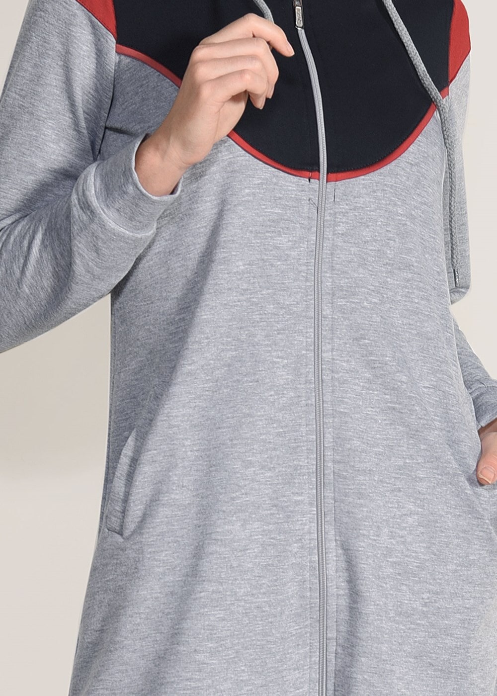Hijab clothing GREY 2-PIECE ZIPPED TRACKSUIT T 6918