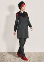 Tesettür giyim GRİ KAPÜŞONLU FERMUARLI 2&prime;Lİ EŞOFMAN TAKIM  6918