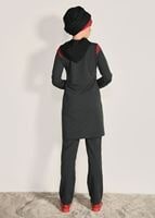 Tesettür giyim GRİ KAPÜŞONLU FERMUARLI 2&prime;Lİ EŞOFMAN TAKIM  6918