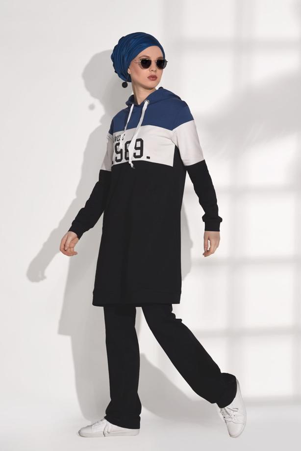 Vêtements hijab  PRINT DETAILED TRACKSUIT T 7308  - TRENDTESETTÜR