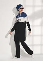 Vêtements hijab NOIR SURVÊTEMENT DÉTAILLÉ IMPRIMÉ T 7308