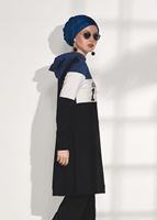 Hijab clothing BLACK PRINT DETAILED TRACKSUIT T 7308 