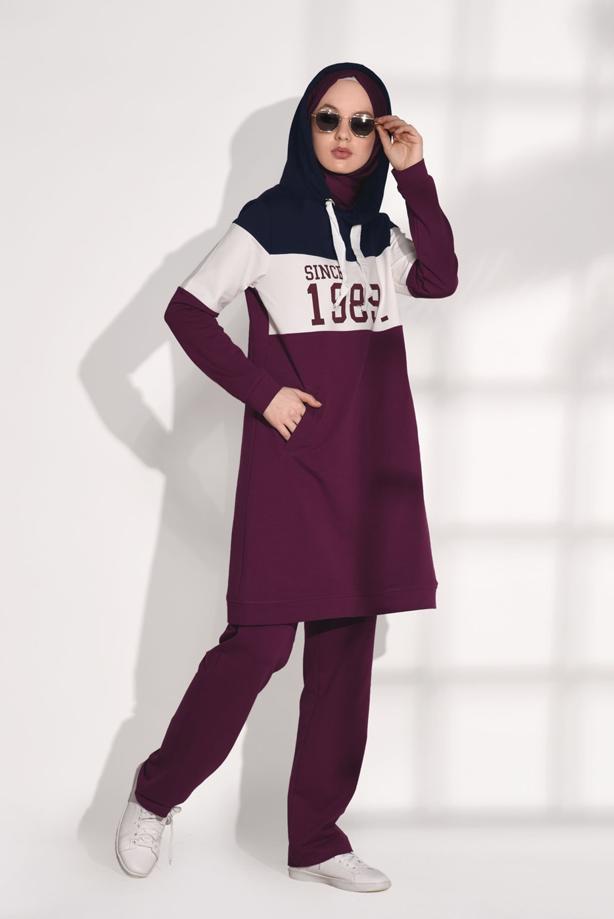 Vêtements hijab  PRINT DETAILED TRACKSUIT T 7308  - TRENDTESETTÜR
