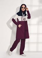 Vêtements hijab ROUGE BORDEAUX SURVÊTEMENT DÉTAILLÉ IMPRIMÉ T 7308