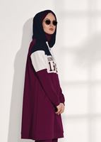 Vêtements hijab ROUGE BORDEAUX SURVÊTEMENT DÉTAILLÉ IMPRIMÉ T 7308